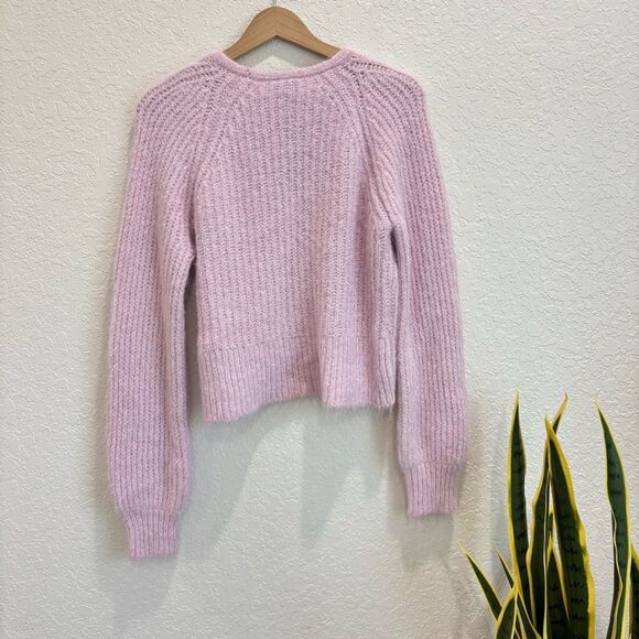 NWT Express Fuzzy Ribbed Surplice Tied Sweater Wool Blend Medium - Picture 4 of 5